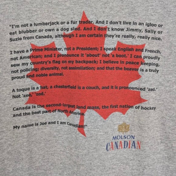 (2/$20) Vintage Molson "I AM CANADIAN" Tee - Picture 2 of 5